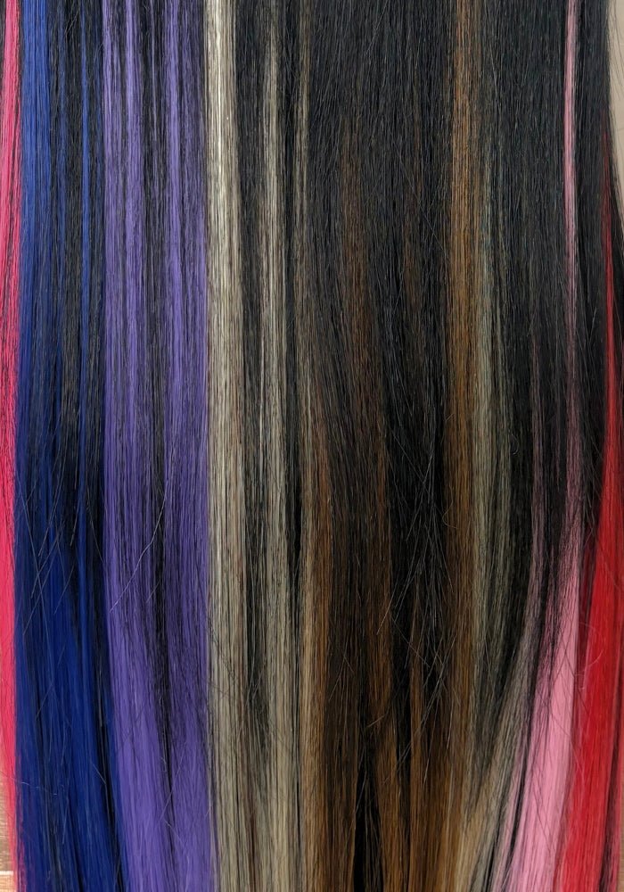 Colorful 2pc Clip-In Highlights 20inches| Heat Friendly Synthetic Fiber